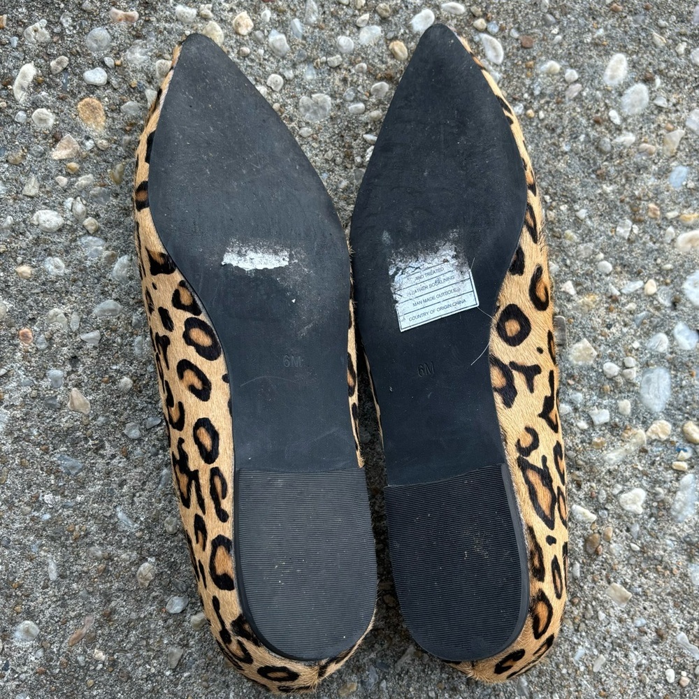Jeffrey Campbell Leopard Calf Hair Loafer Flats Pointed Toe Slip-on 6 - Picture 7 of 9